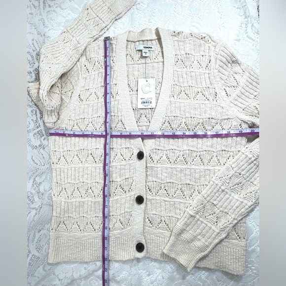Sonoma Pointelle Cardigan Long sleeve Button front Sea Salt Ivory Women’s M - Picture 5 of 5